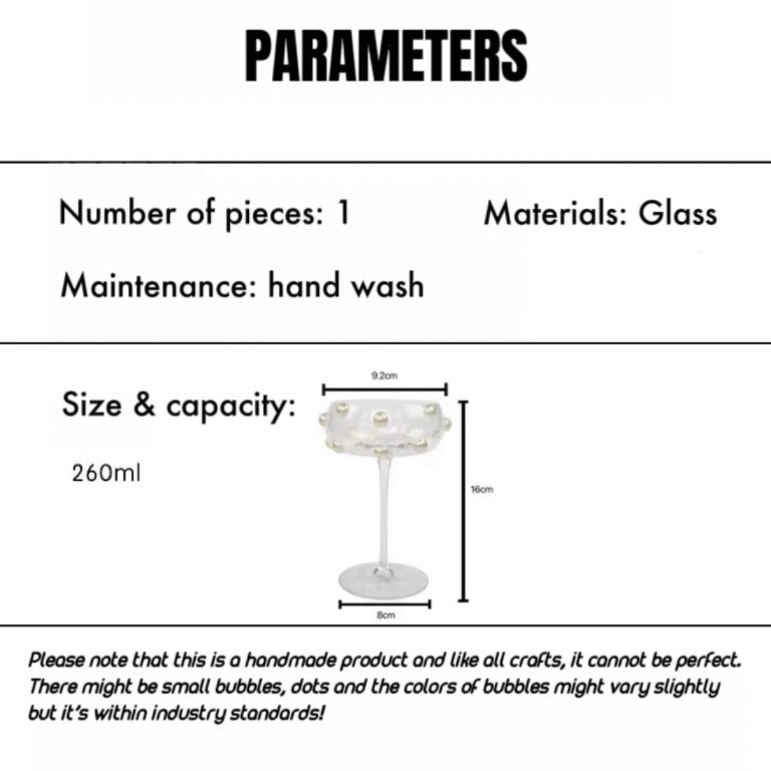 Mouth Blown Elegant Pearl Wine Glass, Retro Eclectic Cocktail Champagn - H&A Outlet