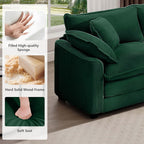 Oversized 2 Piece Sofa Set for Living Room, 3 - Seater & Loveseat Couch, Modular Sectional Deep Seat Corduroy Comfy Cloud Couches with 4 Armrest Pillows and 5 Toss Pillows, Green - H&A Outlet