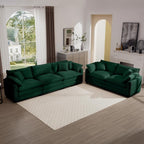 Oversized 2 Piece Sofa Set for Living Room, 3 - Seater & Loveseat Couch, Modular Sectional Deep Seat Corduroy Comfy Cloud Couches with 4 Armrest Pillows and 5 Toss Pillows, Green - H&A Outlet