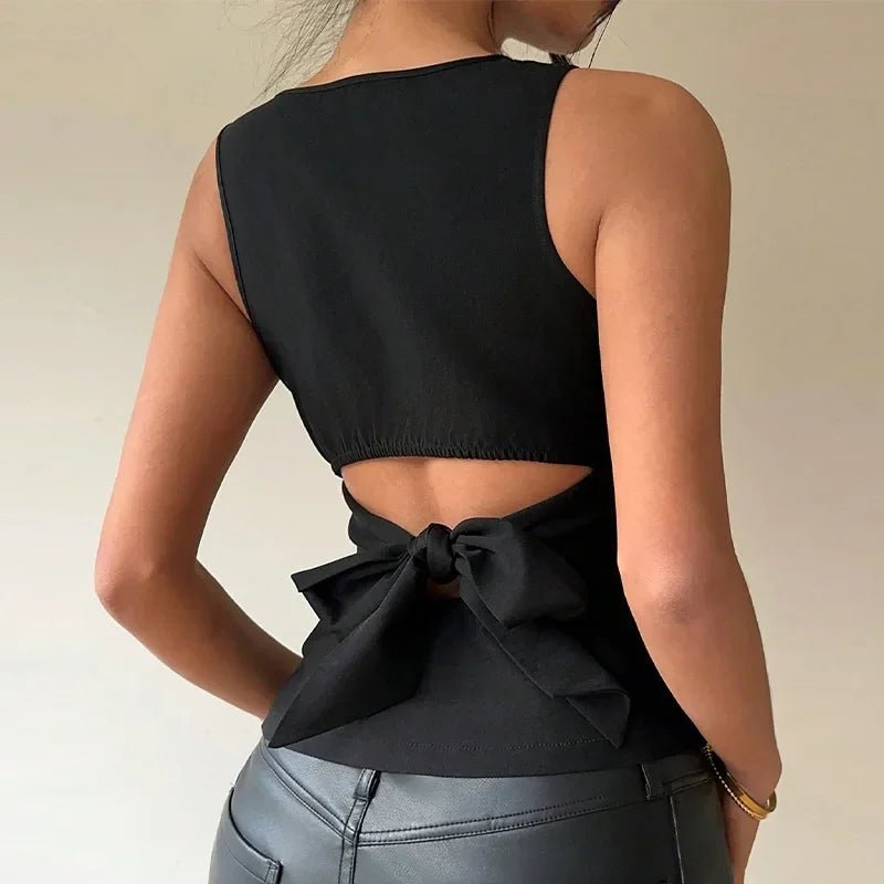 Peek - a - Bow Sleeveless Slim Fit Top - H&A Outlet