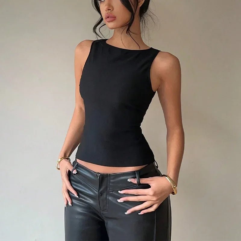 Peek - a - Bow Sleeveless Slim Fit Top - H&A Outlet