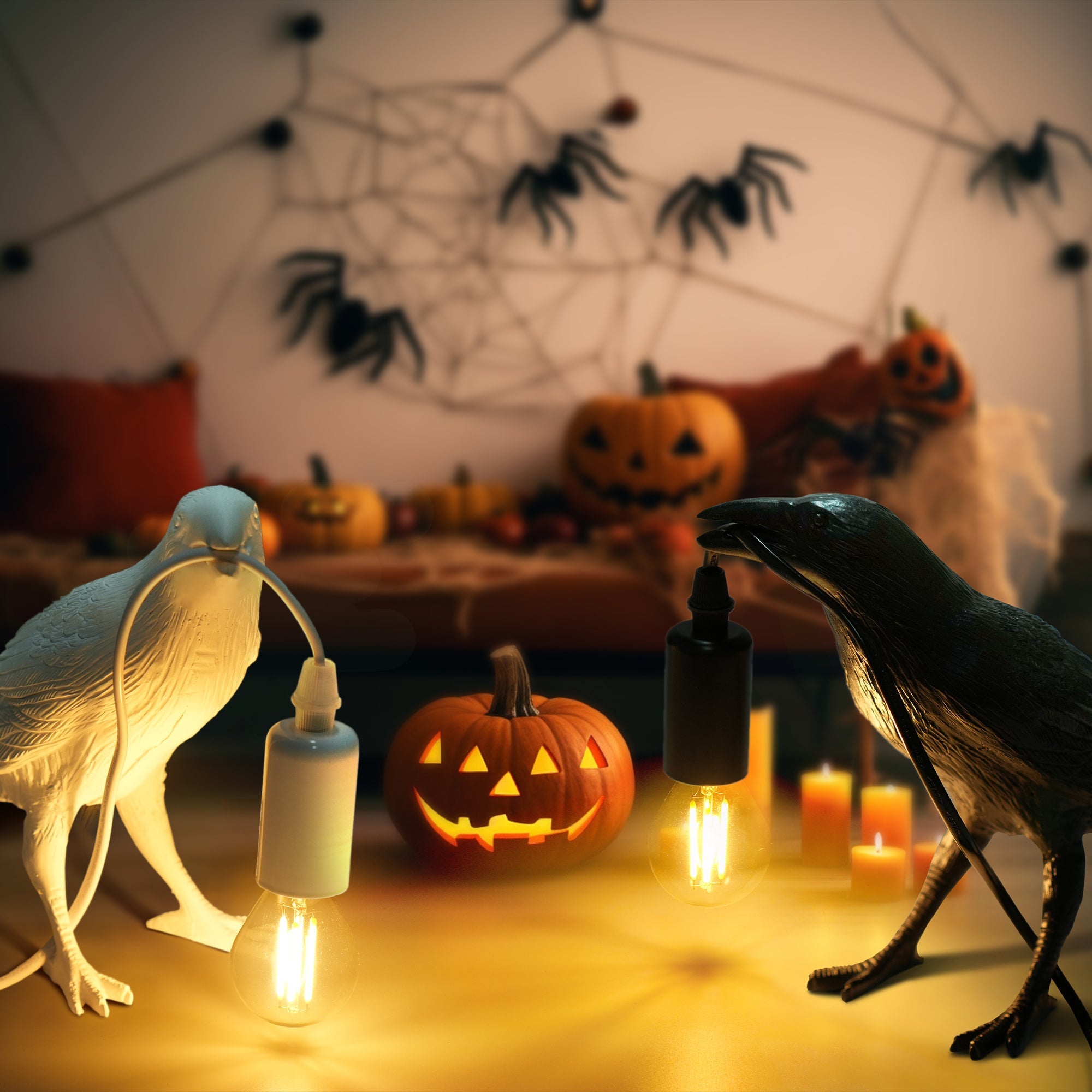 Raven Desk Lamp Halloween Decoration Crow Light for Halloween Decor - H&A Outlet