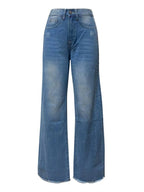 Raw Hem Wide Leg Jeans with Pockets - H&A Outlet