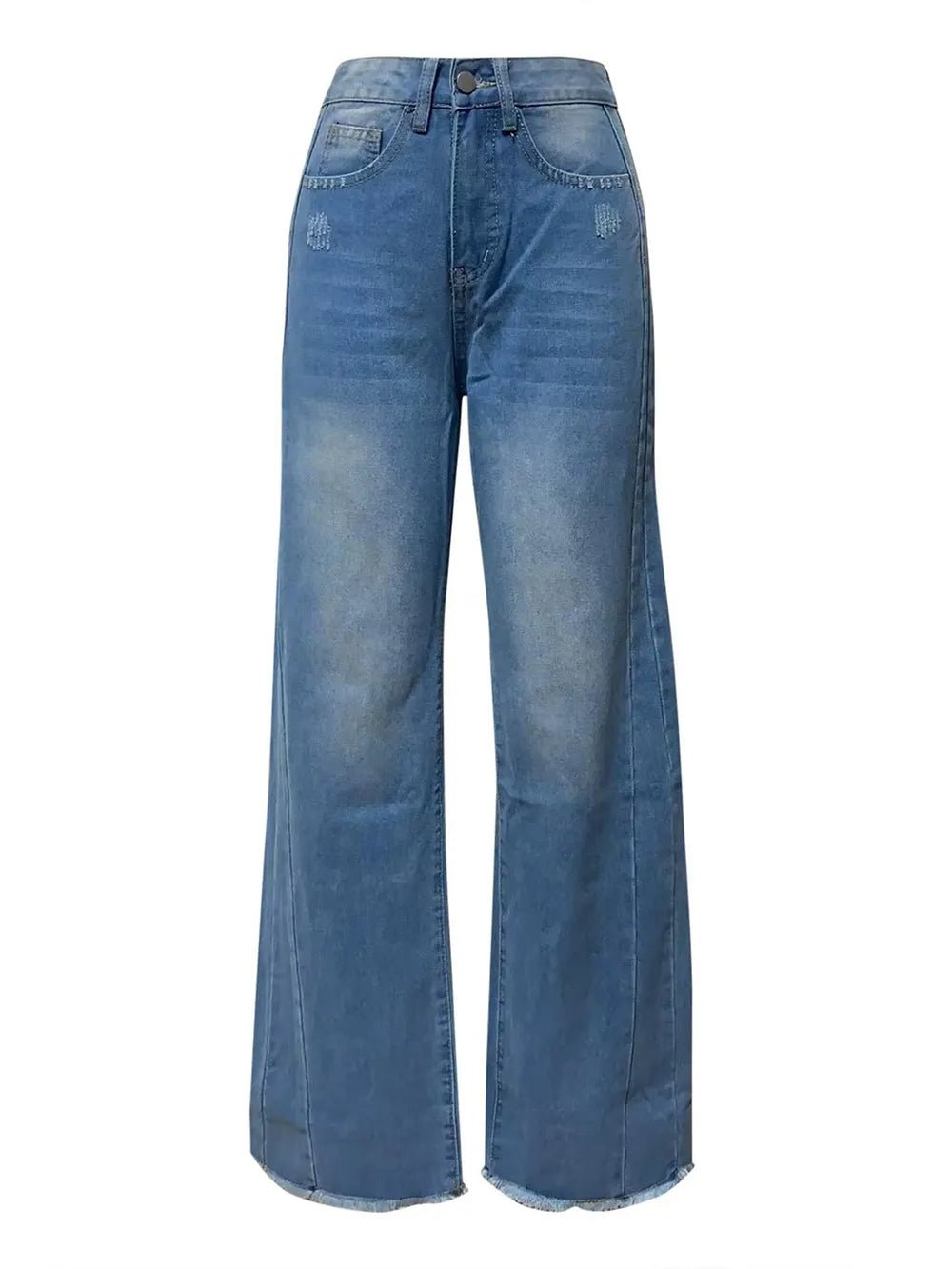 Raw Hem Wide Leg Jeans with Pockets - H&A Outlet
