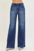 RISEN High Rise Wide Leg Slanted Pocket Jeans - H&A Outlet