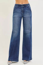 RISEN High Rise Wide Leg Slanted Pocket Jeans - H&A Outlet