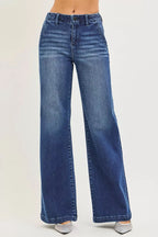 RISEN High Rise Wide Leg Slanted Pocket Jeans - H&A Outlet
