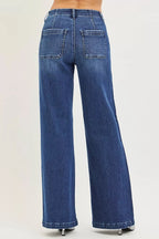 RISEN High Rise Wide Leg Slanted Pocket Jeans - H&A Outlet