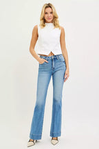 RISEN Tummy Control 4 Way Stretch Mid Rise Flare Jeans - H&A Outlet