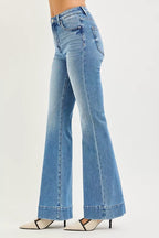 RISEN Tummy Control 4 Way Stretch Mid Rise Flare Jeans - H&A Outlet