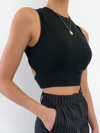 Sexy backless women tank top bandage slim crop top - H&A Outlet
