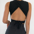 Sexy backless women tank top bandage slim crop top - H&A Outlet