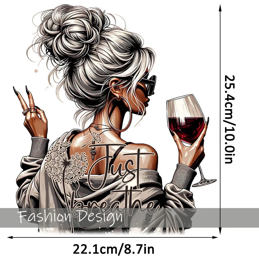 Trendy Vintage Retro Woman DRAMATIC Iron - On Heat Transfer Stickers Decals for T-shirts Sweatshirts Bags Clothing Fabric Decor - H&A Outlet
