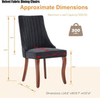 Velvet Dining Chairs Set of 4,Comfy Fabric Upholstered Accent Chairs for Kitchen Living Room,Channel Tufted Dining Room Chairs with Curved Solid Wood Legs(Black) - H&A Outlet