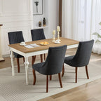 Velvet Dining Chairs Set of 4,Comfy Fabric Upholstered Accent Chairs for Kitchen Living Room,Channel Tufted Dining Room Chairs with Curved Solid Wood Legs(Black) - H&A Outlet