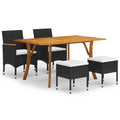 vidaXL 5 Piece Patio Dining Set Black - H&A Outlet