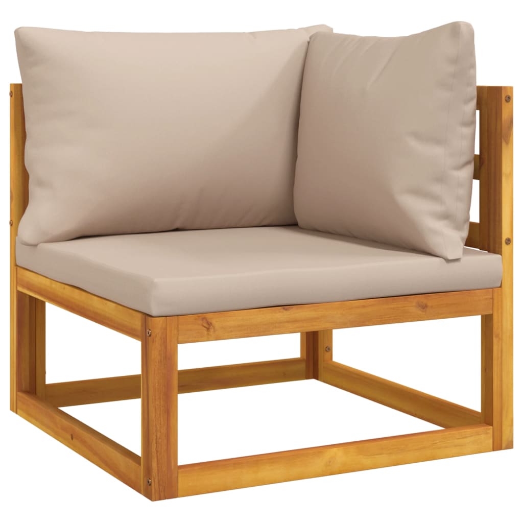 vidaXL 6 Piece Patio Lounge Set with Taupe Cushions Solid Wood - H&A Outlet