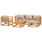vidaXL 6 Piece Patio Lounge Set with Taupe Cushions Solid Wood - H&A Outlet
