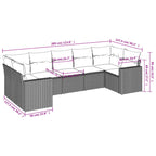 vidaXL 7 Piece Patio Sofa Set with Cushions Black Poly Rattan - H&A Outlet