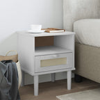 vidaXL Bedside Cabinet Furniture for Bedroom SENJA Rattan Look Solid Wood Pine - H&A Outlet