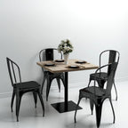 vidaXL Bistro Table Kitchen Bar Table Dining Room Table MDF and Steel Round - H&A Outlet