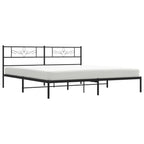 vidaXL Metal Bed Frame with Headboard Black 76"x79.9" King - H&A Outlet