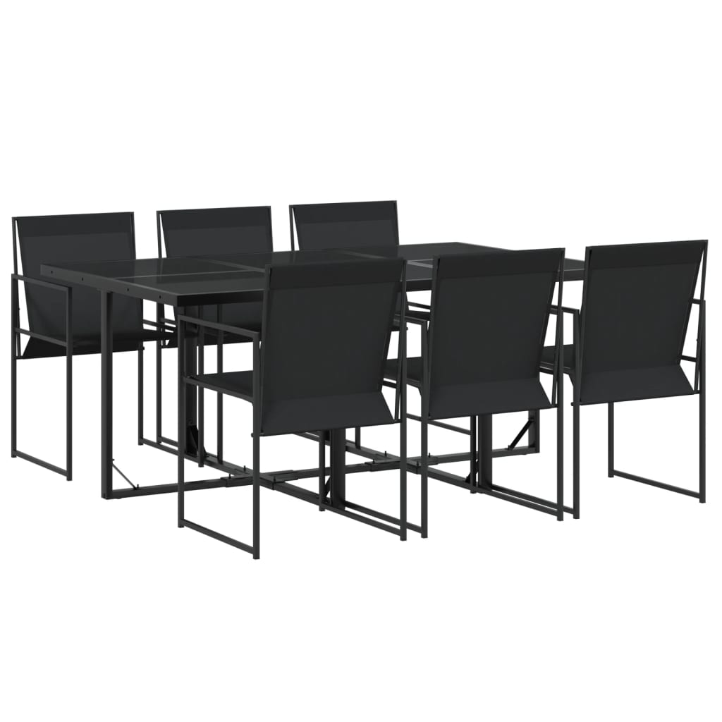 vidaXL Patio Dining Set Table and Chair Garden Outdoor Furniture Black Textilene - H&A Outlet