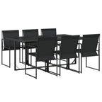 vidaXL Patio Dining Set Table and Chair Garden Outdoor Furniture Black Textilene - H&A Outlet
