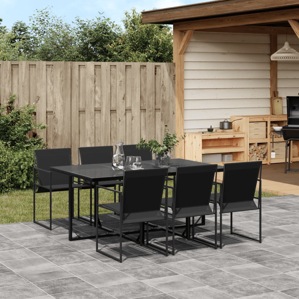 vidaXL Patio Dining Set Table and Chair Garden Outdoor Furniture Black Textilene - H&A Outlet