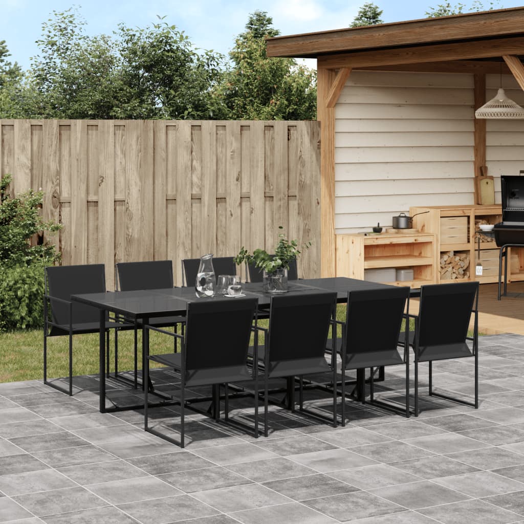 vidaXL Patio Dining Set Table and Chair Garden Outdoor Furniture Black Textilene - H&A Outlet