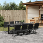 vidaXL Patio Dining Set Table and Chair Garden Outdoor Furniture Black Textilene - H&A Outlet
