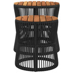 vidaXL Patio Side Tables 2 pcs with Wooden Top Black Poly Rattan - H&A Outlet