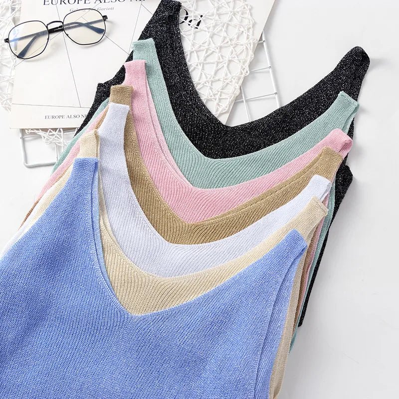Wholesale Women's Casual Simple Style Solid Color Bright Line Tank Tops - H&A Outlet
