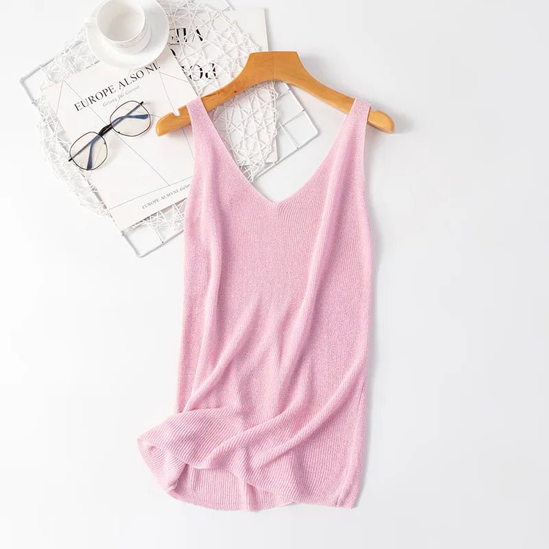 Wholesale Women's Casual Simple Style Solid Color Bright Line Tank Tops - H&A Outlet