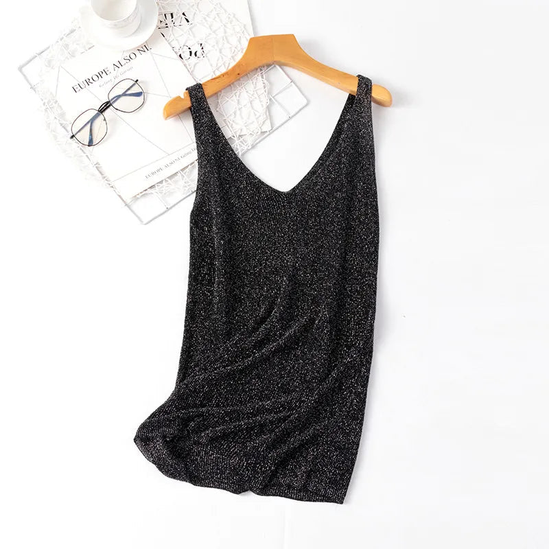 Wholesale Women's Casual Simple Style Solid Color Bright Line Tank Tops - H&A Outlet