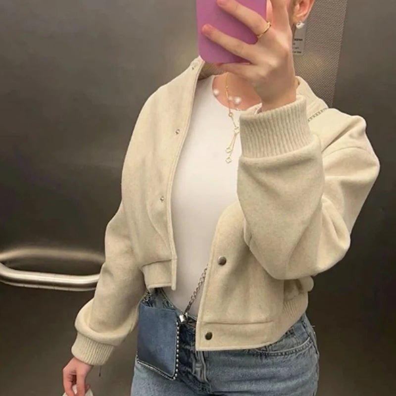 Women's Bomber Jacket Coats Cropped Jacket - H&A Outlet