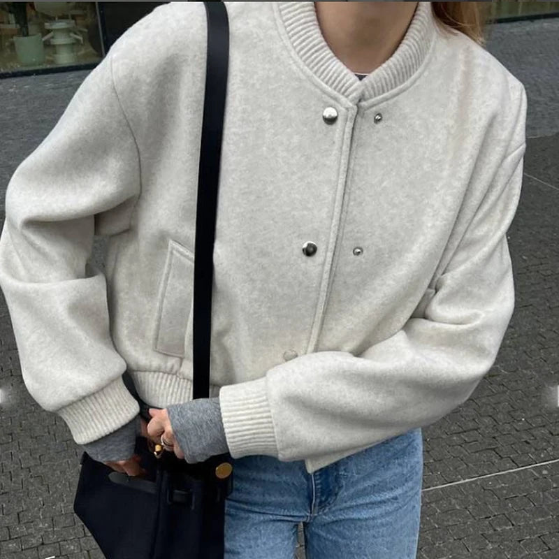Women's Bomber Jacket Coats Cropped Jacket - H&A Outlet