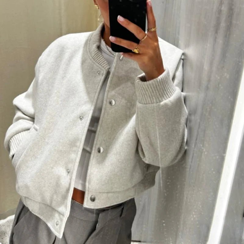 Women's Bomber Jacket Coats Cropped Jacket - H&A Outlet