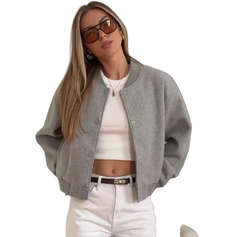 Women's Bomber Jacket Coats Cropped Jacket - H&A Outlet