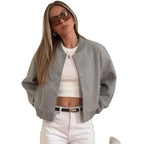 Women's Bomber Jacket Coats Cropped Jacket - H&A Outlet