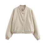 Women's Bomber Jacket Coats Cropped Jacket - H&A Outlet