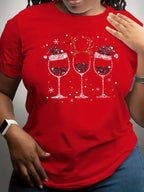 Women'S Graphic Letter T-Shirt T-shirt With Of A Cup Christmas T-shirt - H&A Outlet
