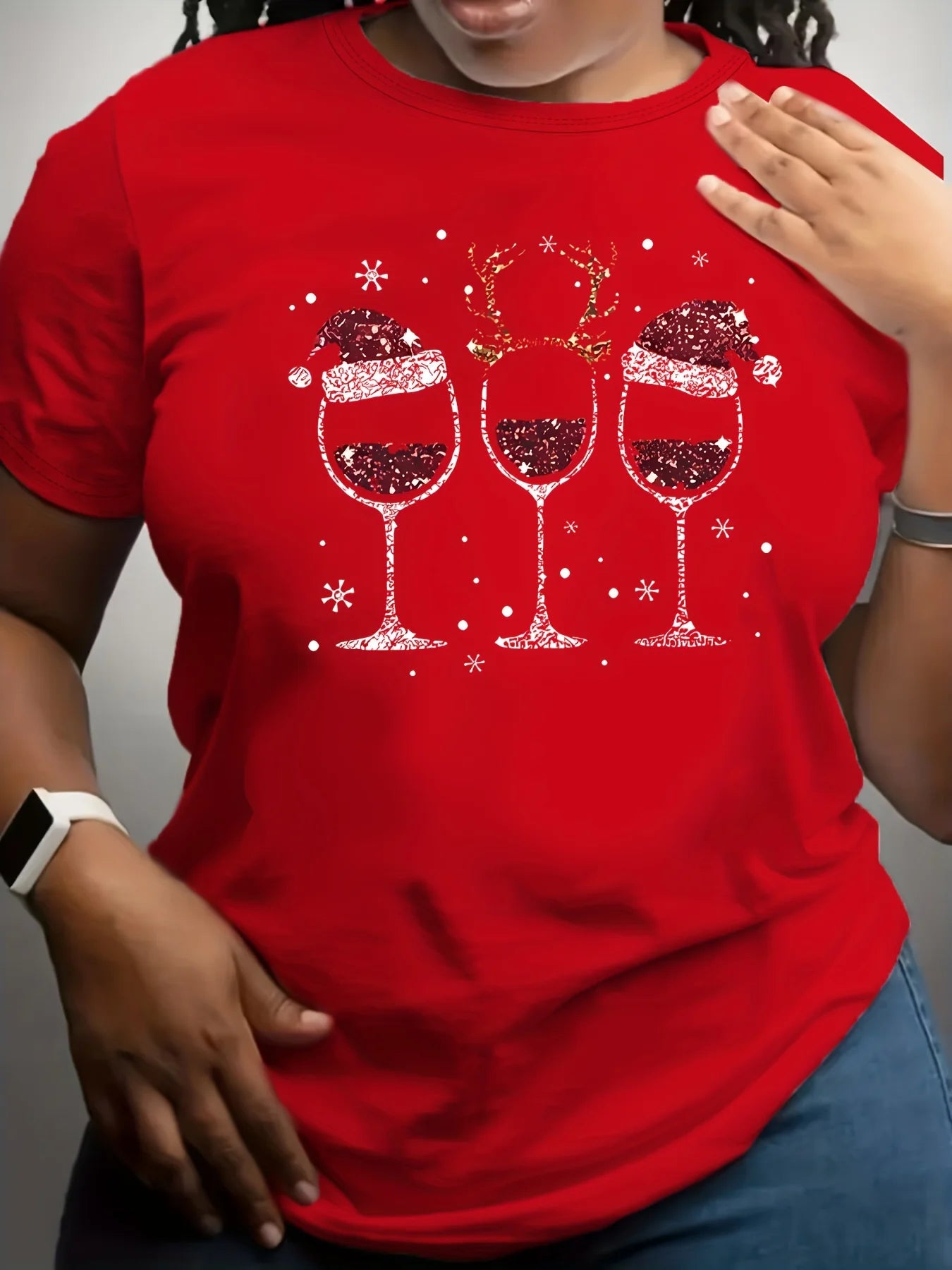 Women'S Graphic Letter T-Shirt T-shirt With Of A Cup Christmas T-shirt - H&A Outlet