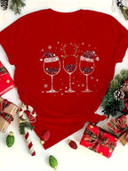 Women'S Graphic Letter T-Shirt T-shirt With Of A Cup Christmas T-shirt - H&A Outlet