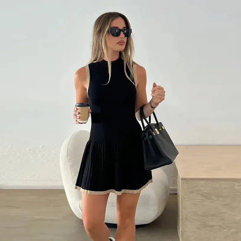 Women's Tank Dress Elegant Streetwear Round Neck Sleeveless Color Block Short Mini Dress Holiday Date - H&A Outlet