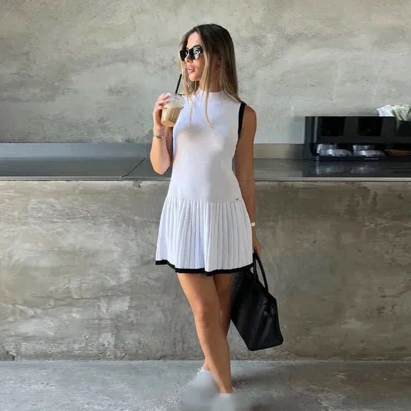 Women's Tank Dress Elegant Streetwear Round Neck Sleeveless Color Block Short Mini Dress Holiday Date - H&A Outlet