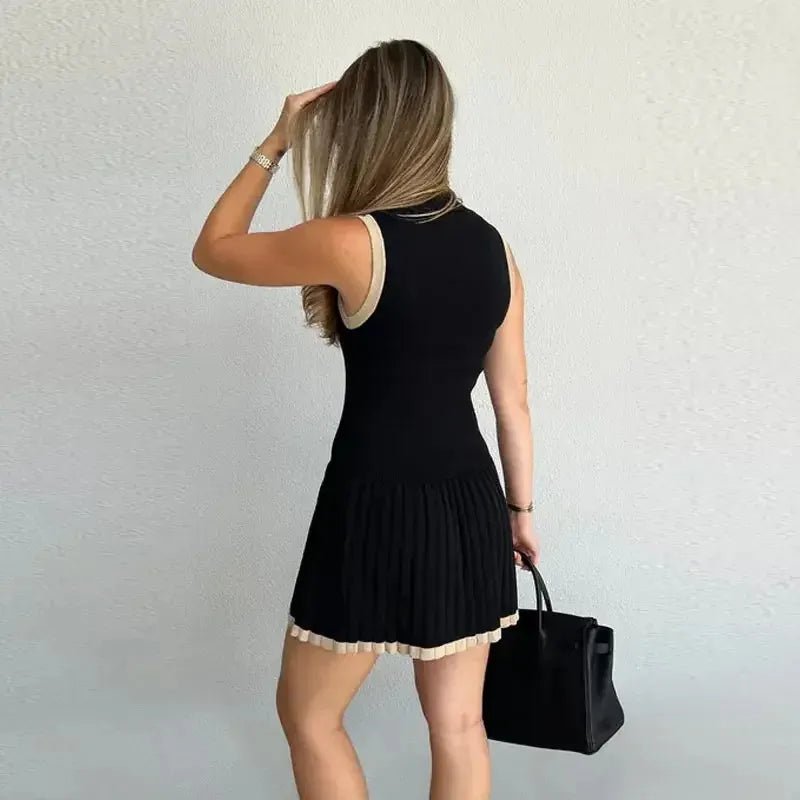 Women's Tank Dress Elegant Streetwear Round Neck Sleeveless Color Block Short Mini Dress Holiday Date - H&A Outlet