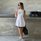 Women's Tank Dress Elegant Streetwear Round Neck Sleeveless Color Block Short Mini Dress Holiday Date - H&A Outlet
