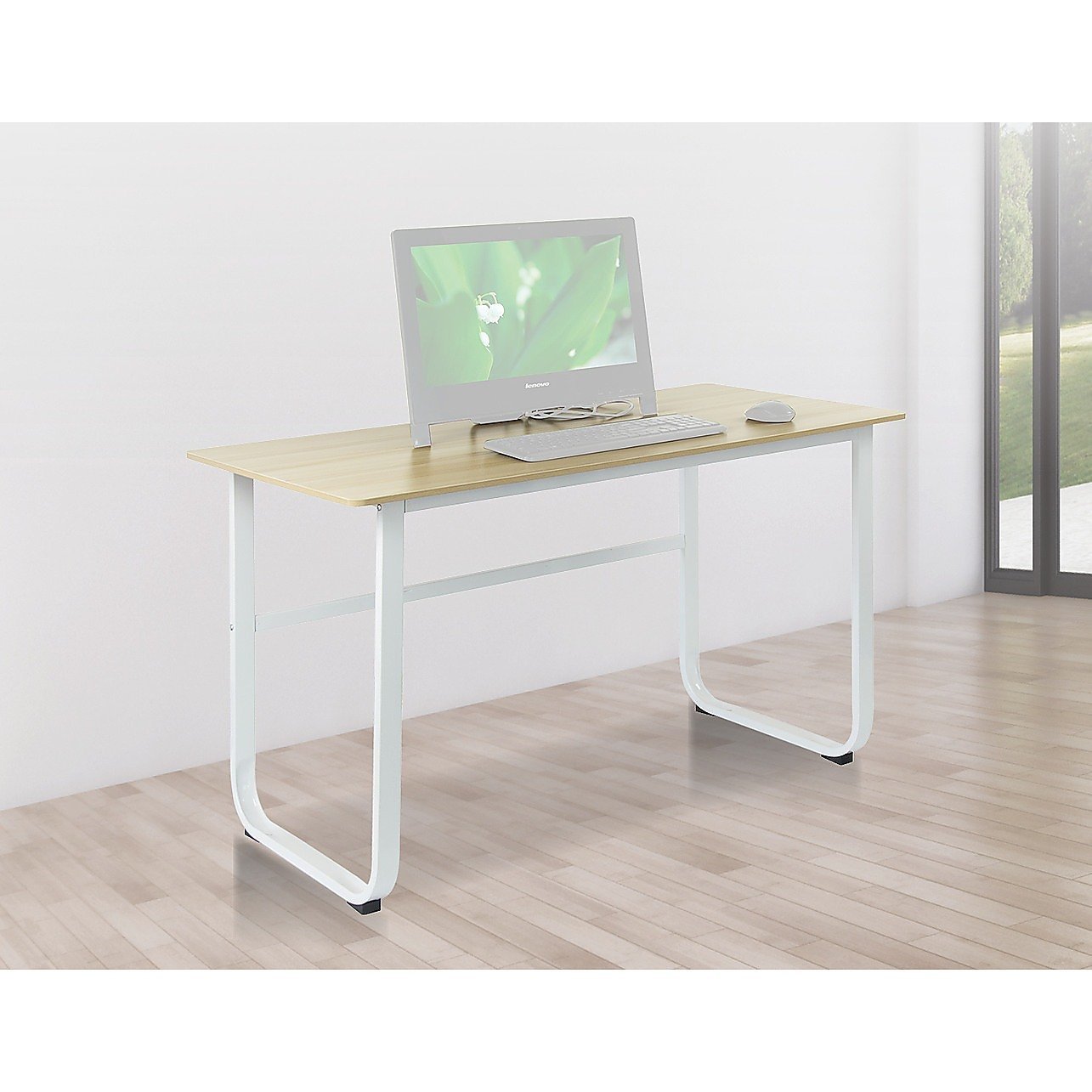 Wood & Steel Solid Computer Desk Home Office Furniture - H&A Outlet