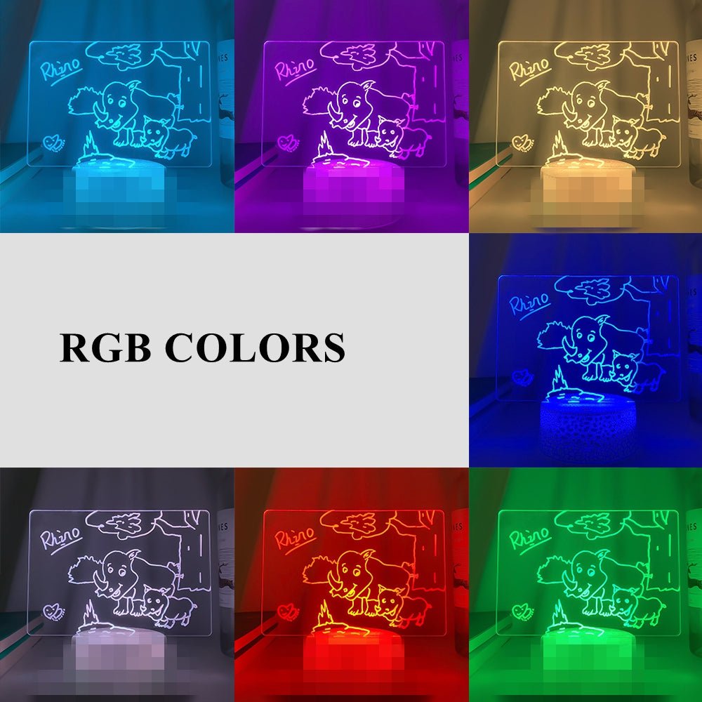 Wood Table Lamp Night Light with Message Board Girl Bedroom Decor - H&A Outlet